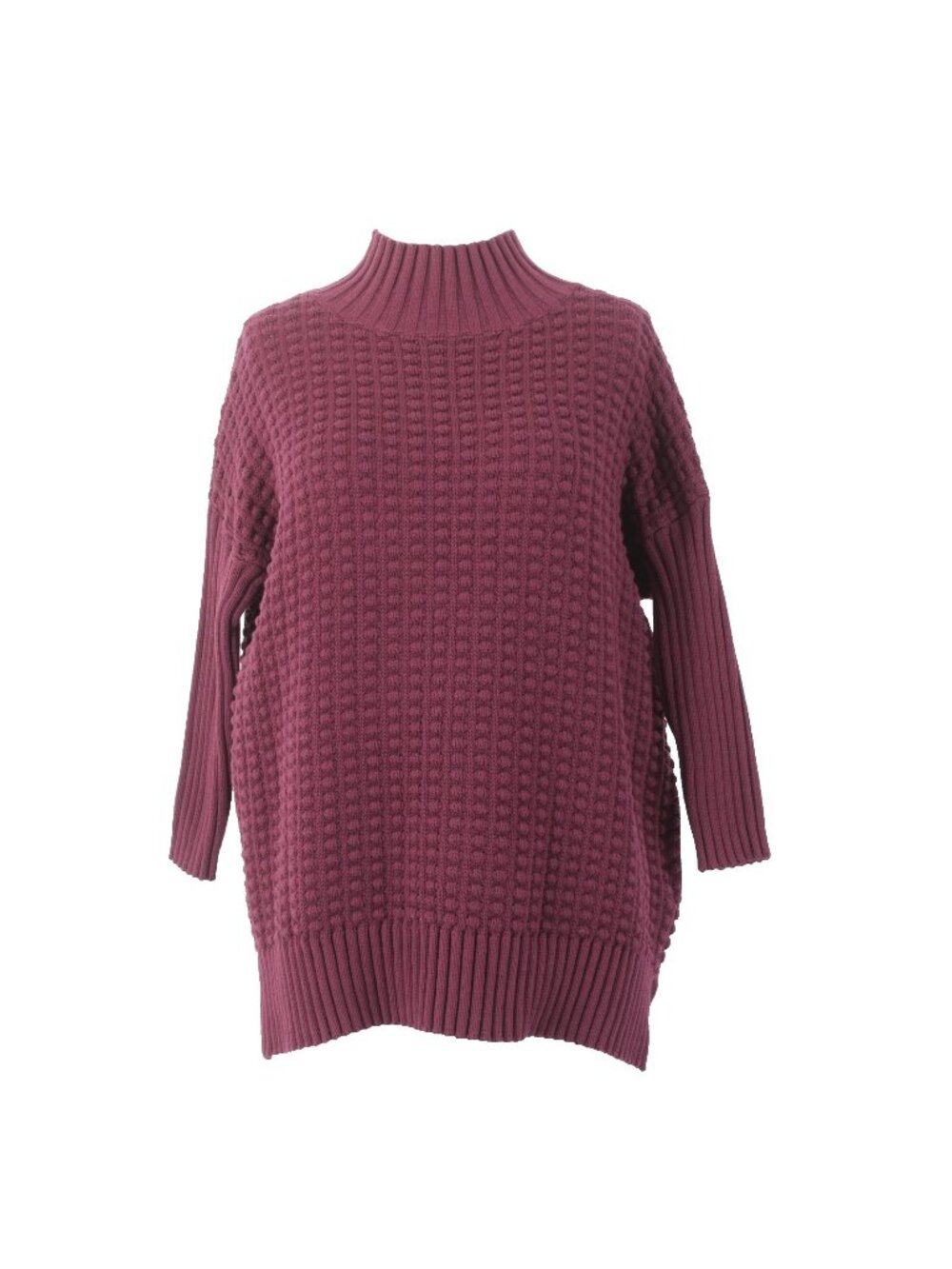 French Connection Sweater $128 Sz XS Burgundy Red Turtleneck 100% Cotton
